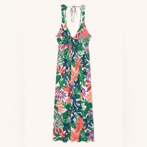 Tropical Leaf Print Maxi Dress